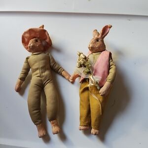 Folk Art Mr and Mrs Rabbit